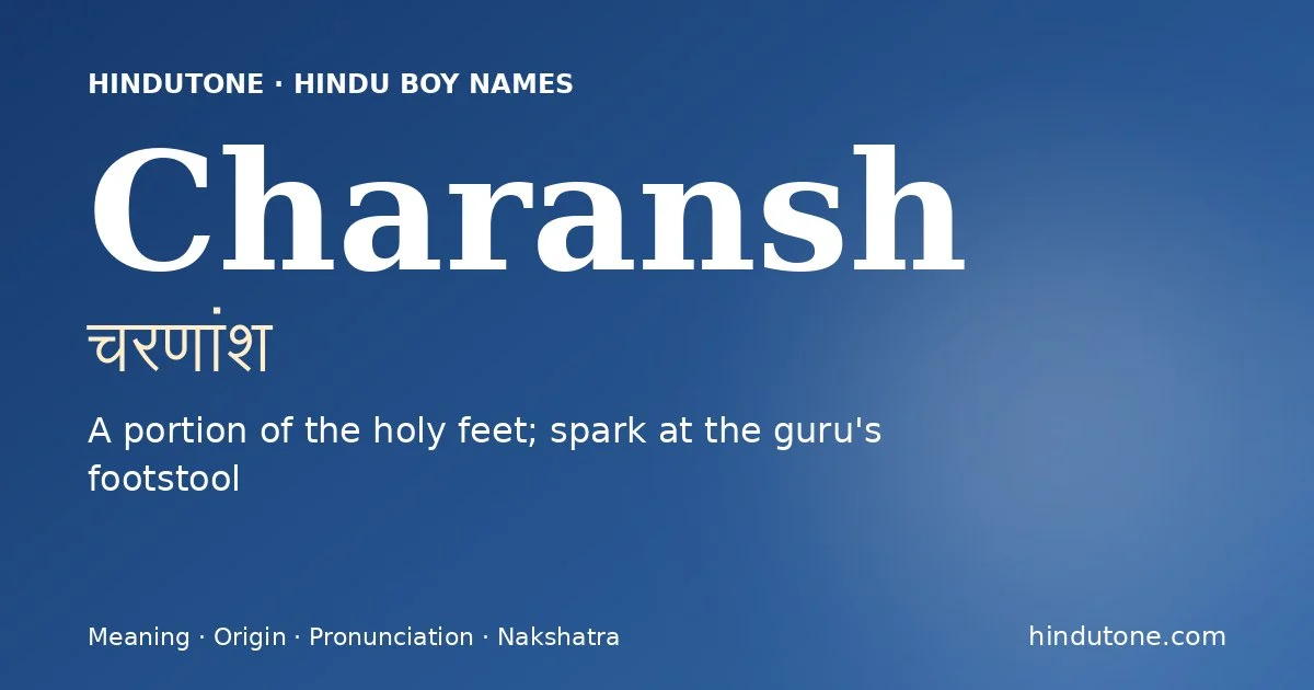 Charansh — Hindu Boy Names with C