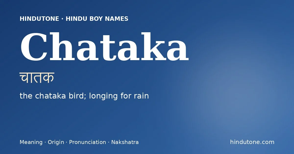 Chataka (चातक) — Hindu boy name meaning “the chataka bird; longing for rain”