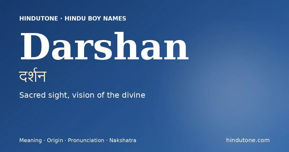 Darshan — Hindu Boy Names with D
