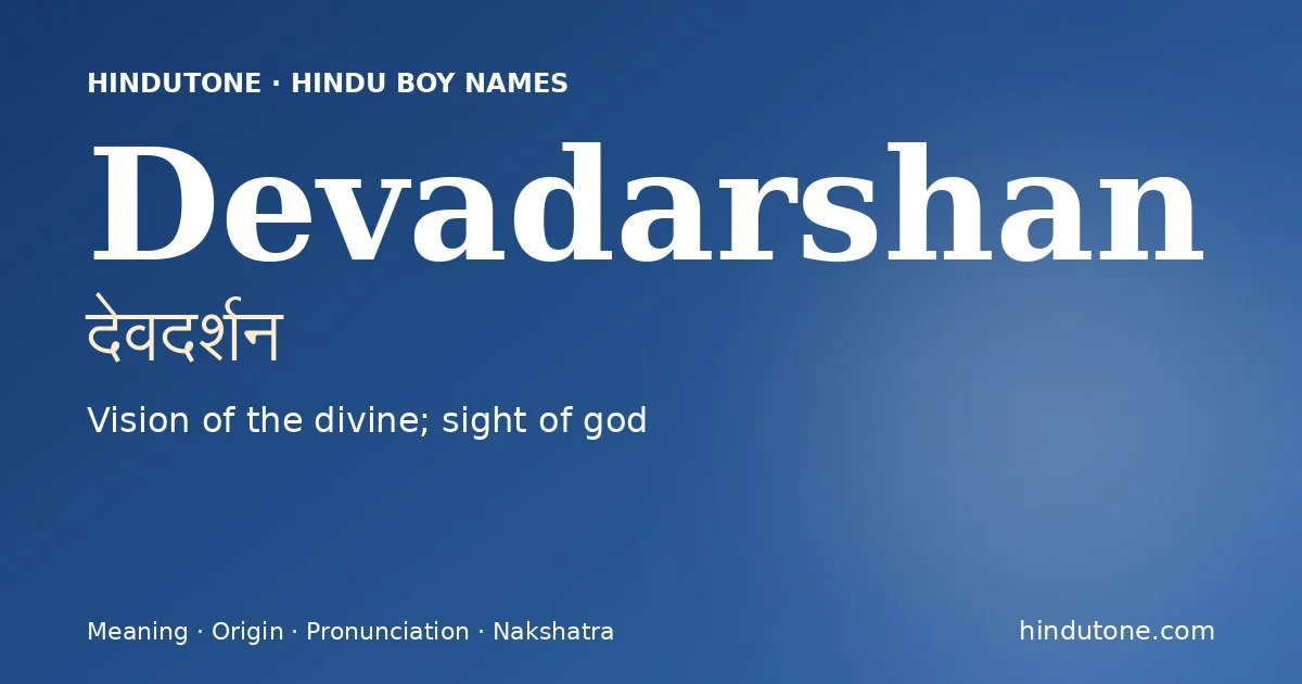 Devadarshan — Hindu Boy Names with D