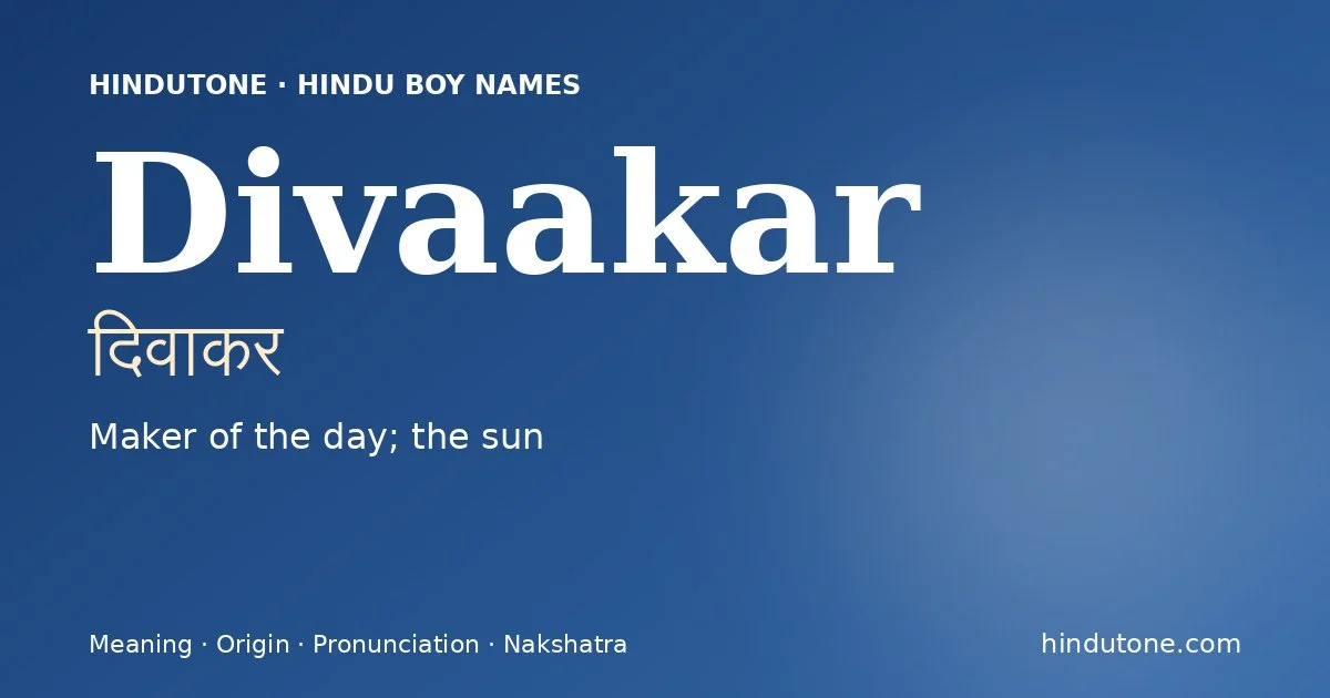 Divaakar — Hindu Boy Names with D