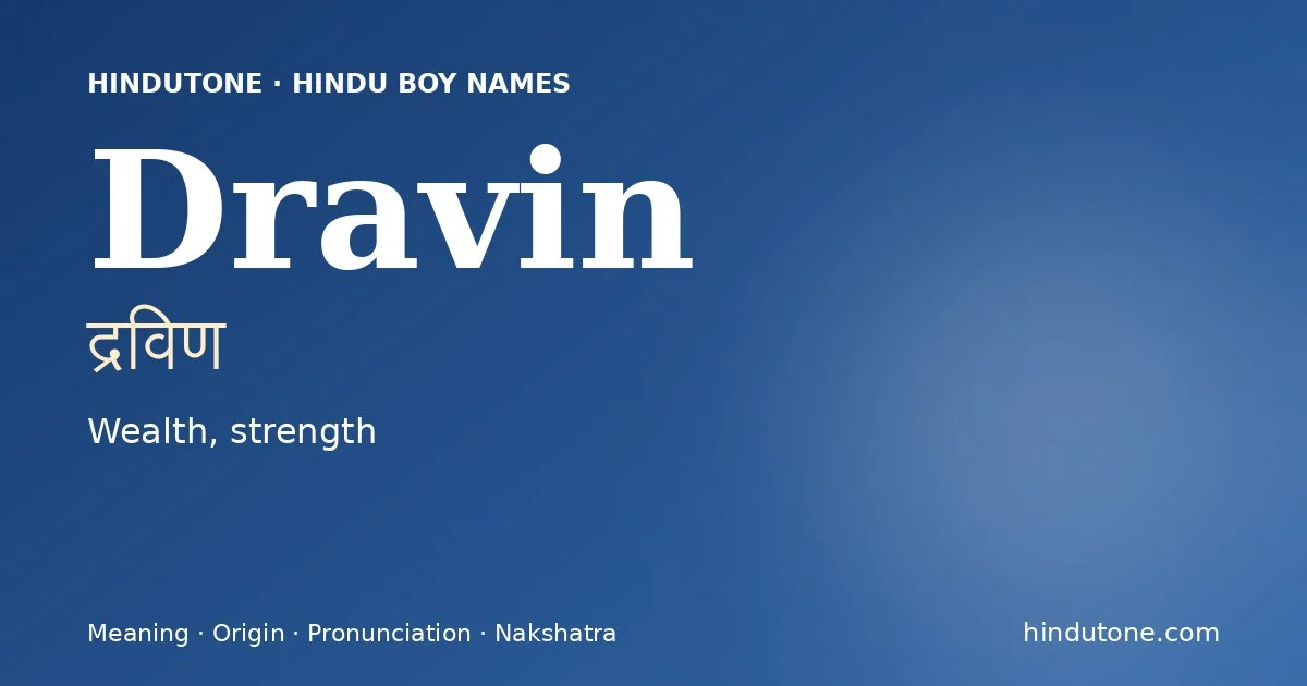 Dravin — Hindu Boy Names with D