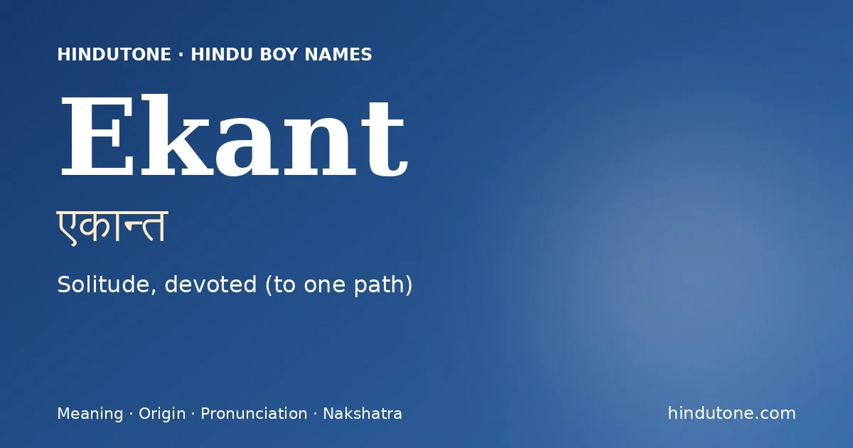 Ekant — Hindu Boy Names with E