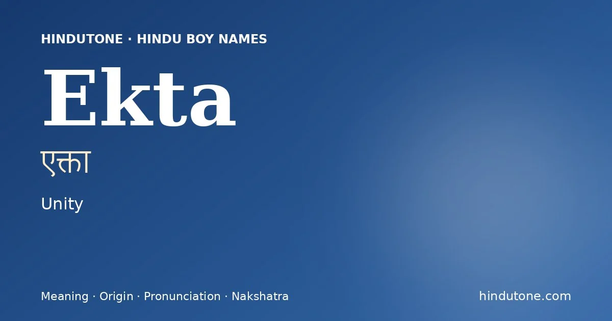 Ekta — Hindu Boy Names with E