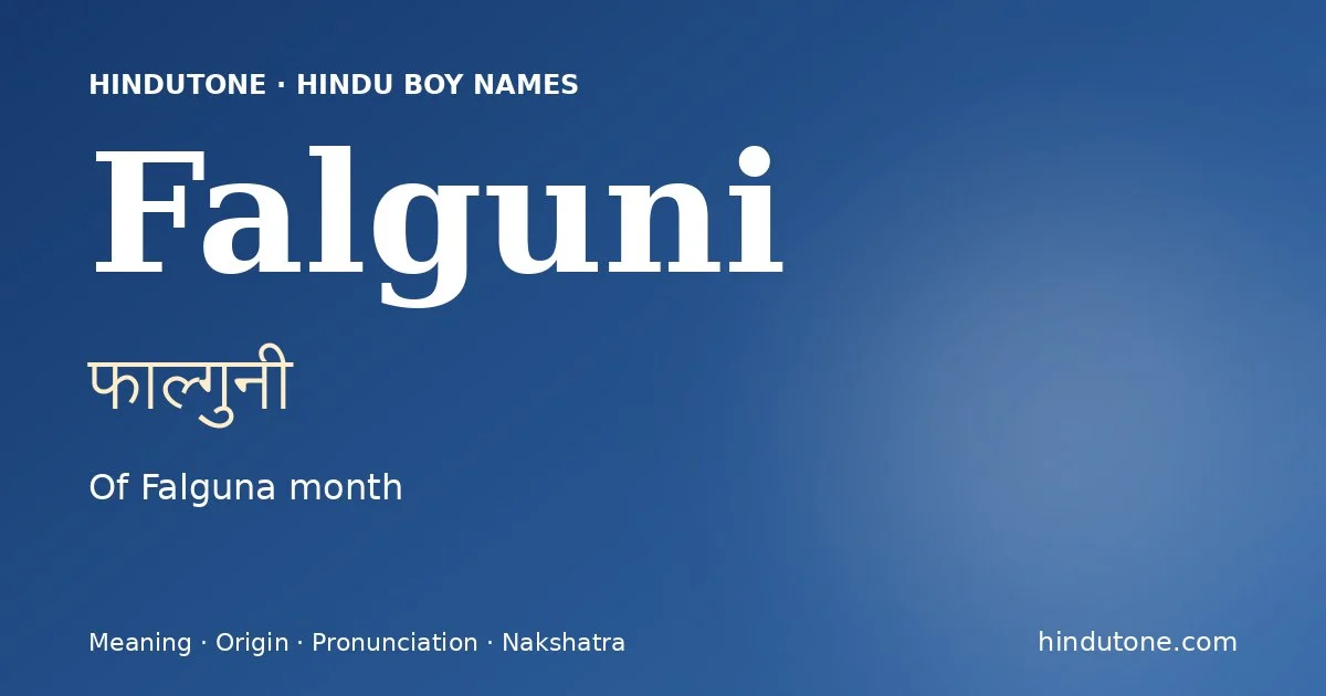 Falguni — Hindu Boy Names with F