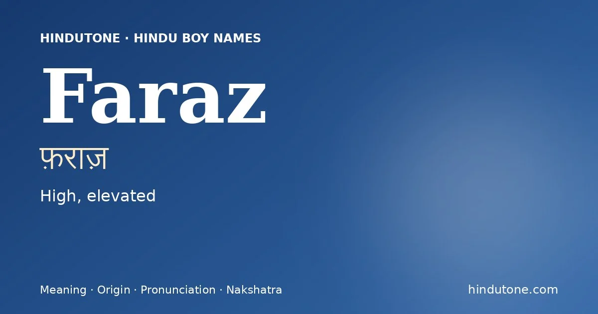 Faraz — Hindu Boy Names with F