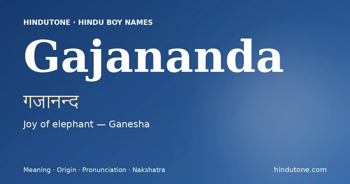 Gajananda — Hindu Boy Names with G