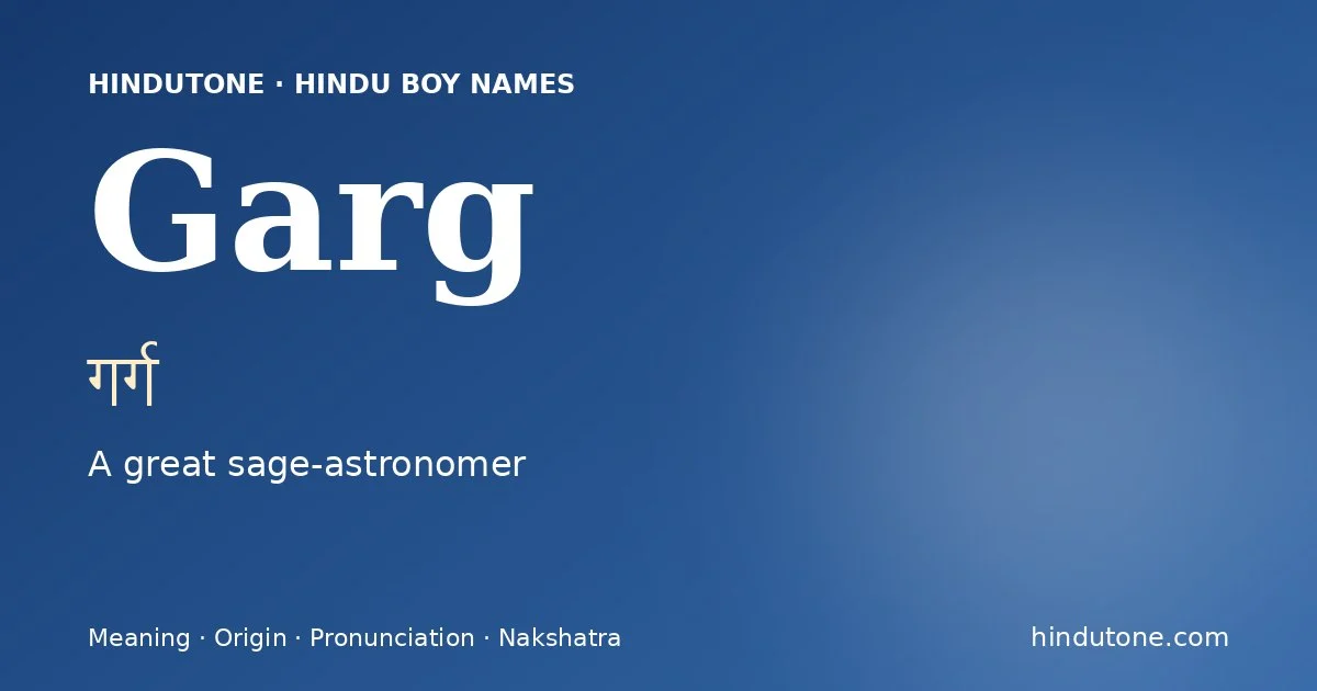 Garg — Hindu Boy Names with G