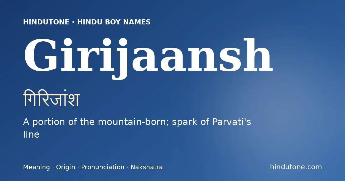 Girijaansh — Hindu Boy Names with G