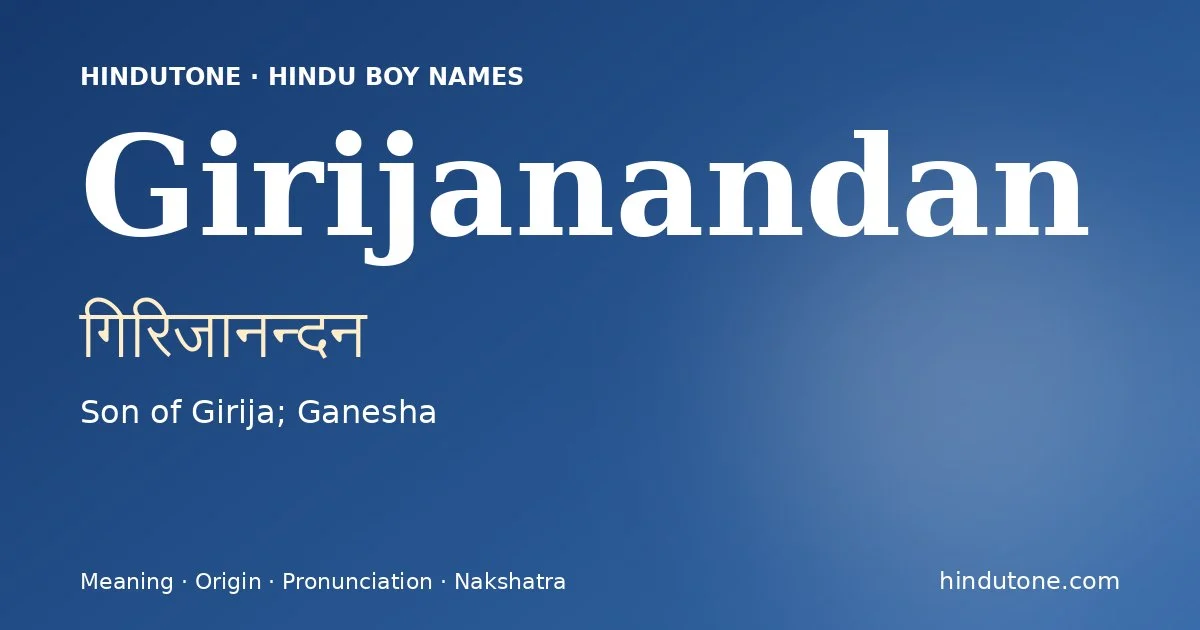 Girijanandan — Hindu Boy Names with G