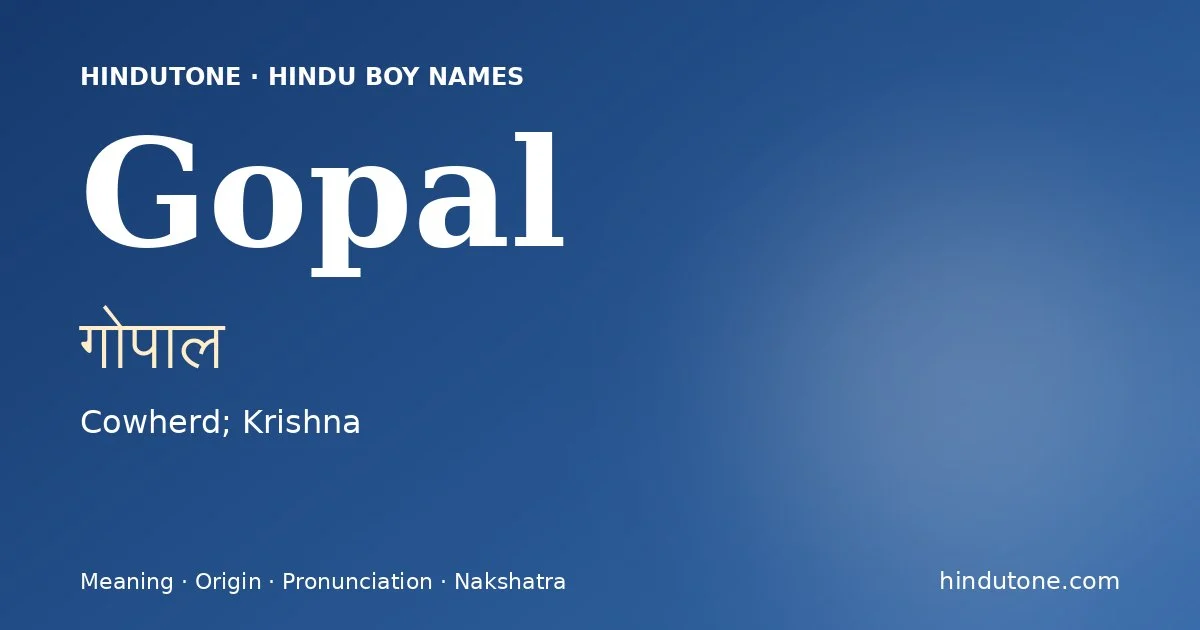 Gopal — Hindu Boy Names with G