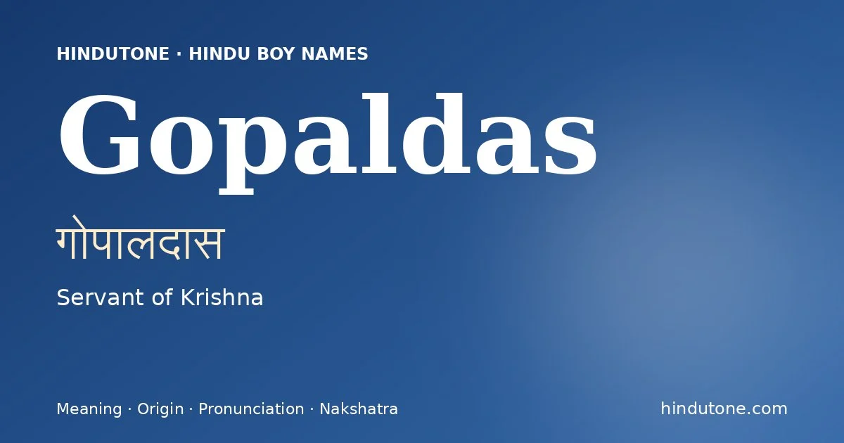 Gopaldas — Hindu Boy Names with G
