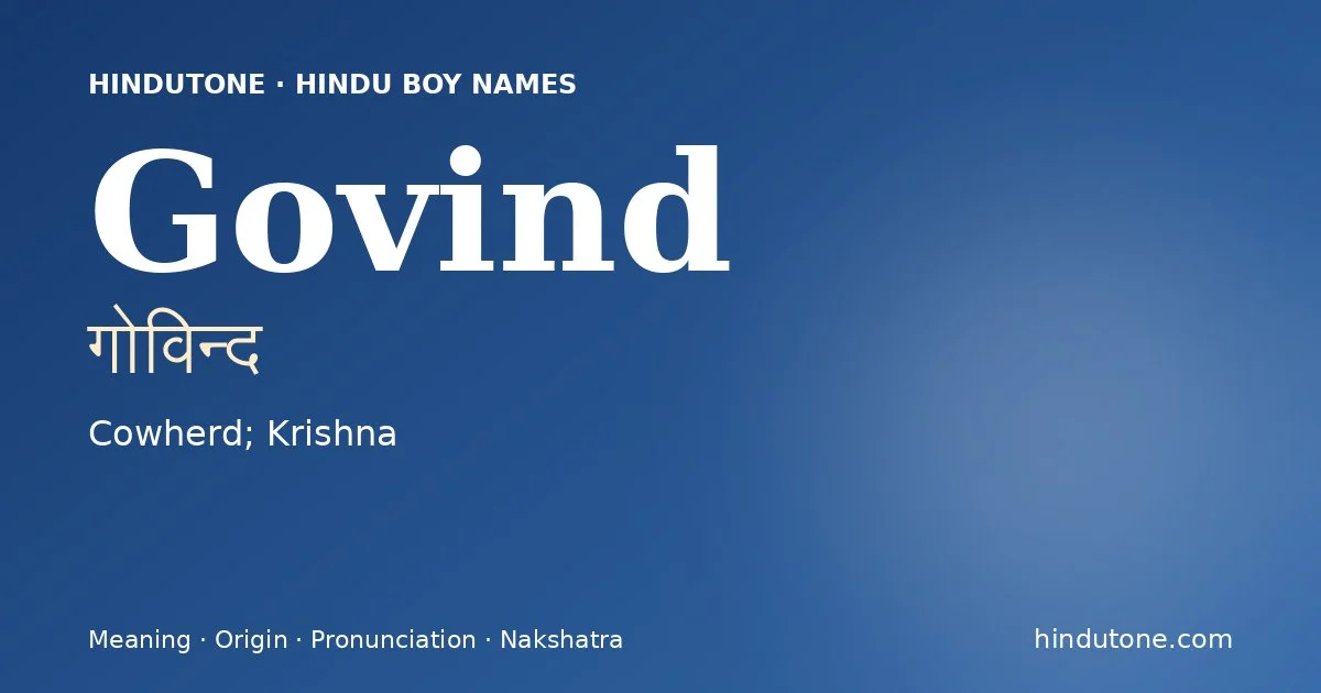 Govind — Hindu Boy Names with G