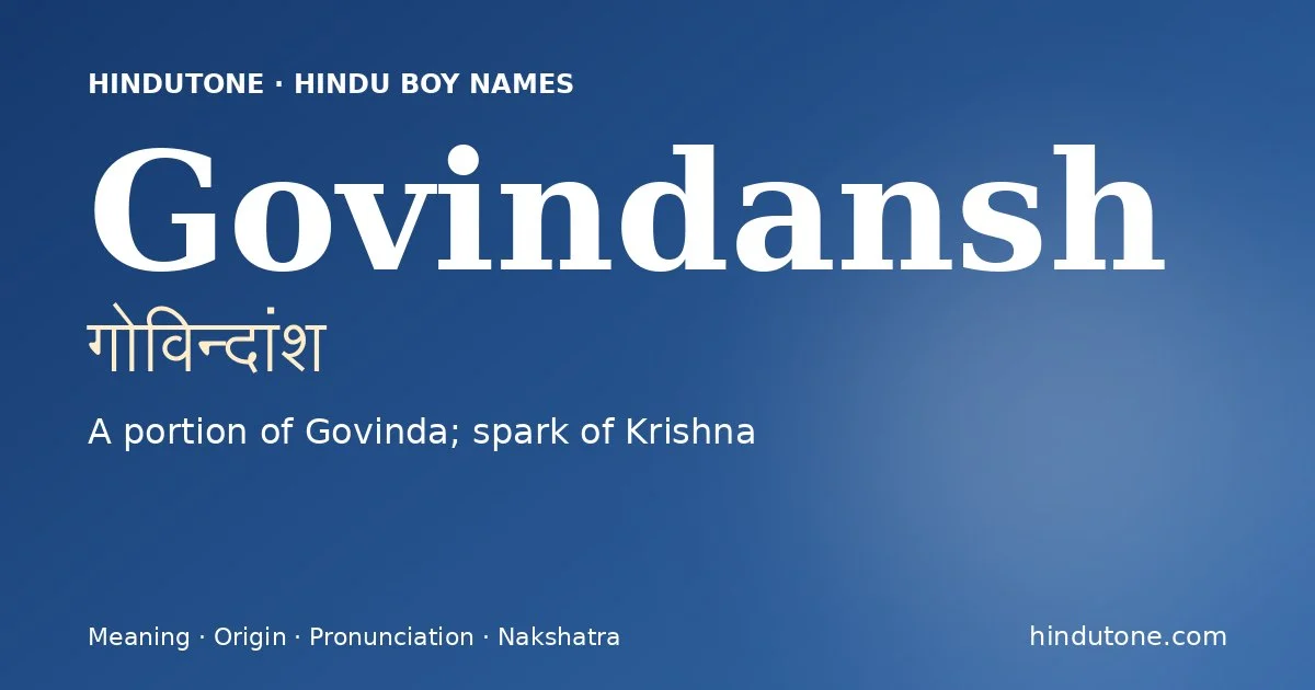 Govindansh — Hindu Boy Names with G