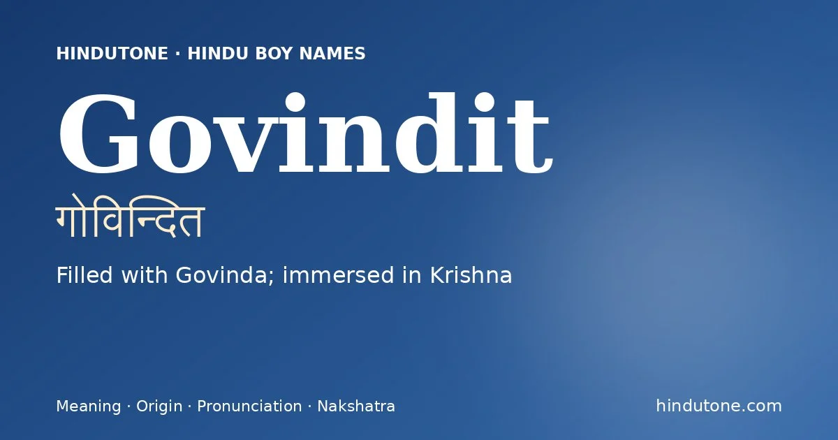 Govindit — Hindu Boy Names with G