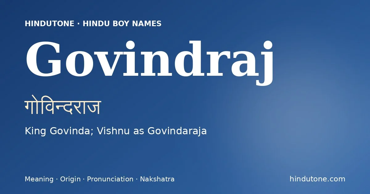 Govindraj — Hindu Boy Names with G