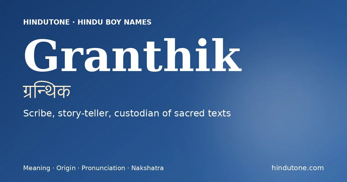 Granthik — Hindu Boy Names with G