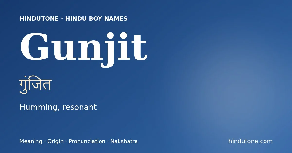 Gunjit — Hindu Boy Names with G