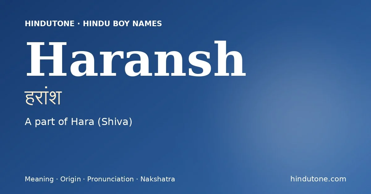 Haransh — Hindu Boy Names with H