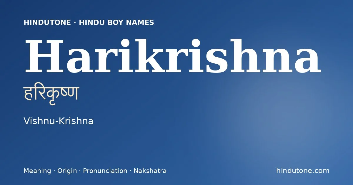 Harikrishna — Hindu Boy Names with H