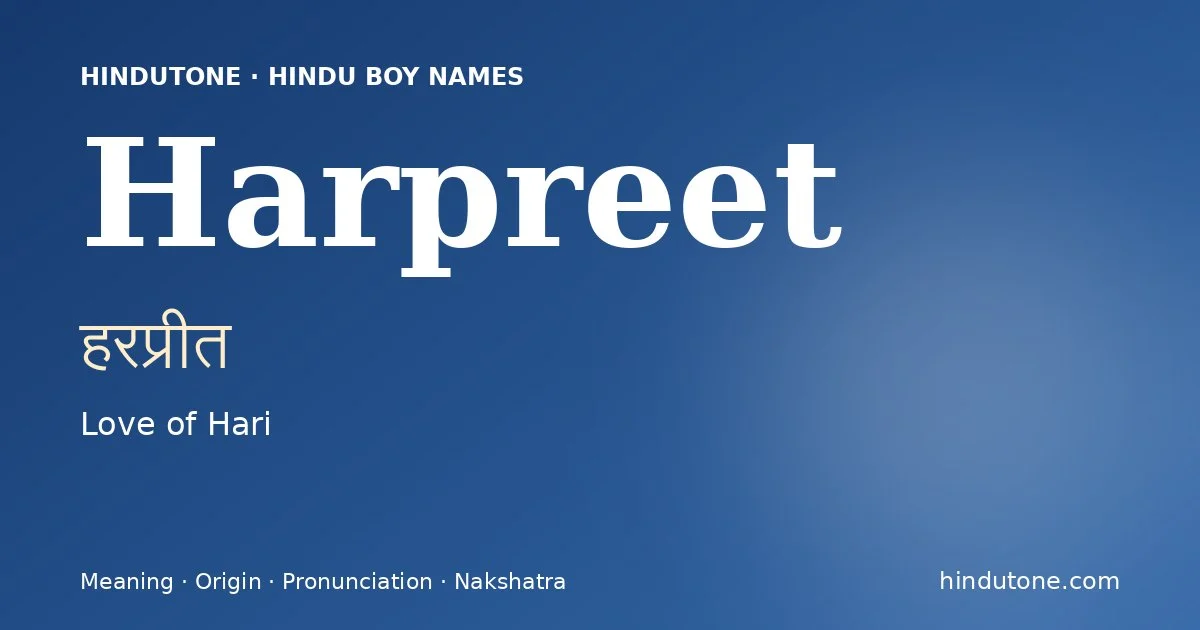 Harpreet — Hindu Boy Names with H