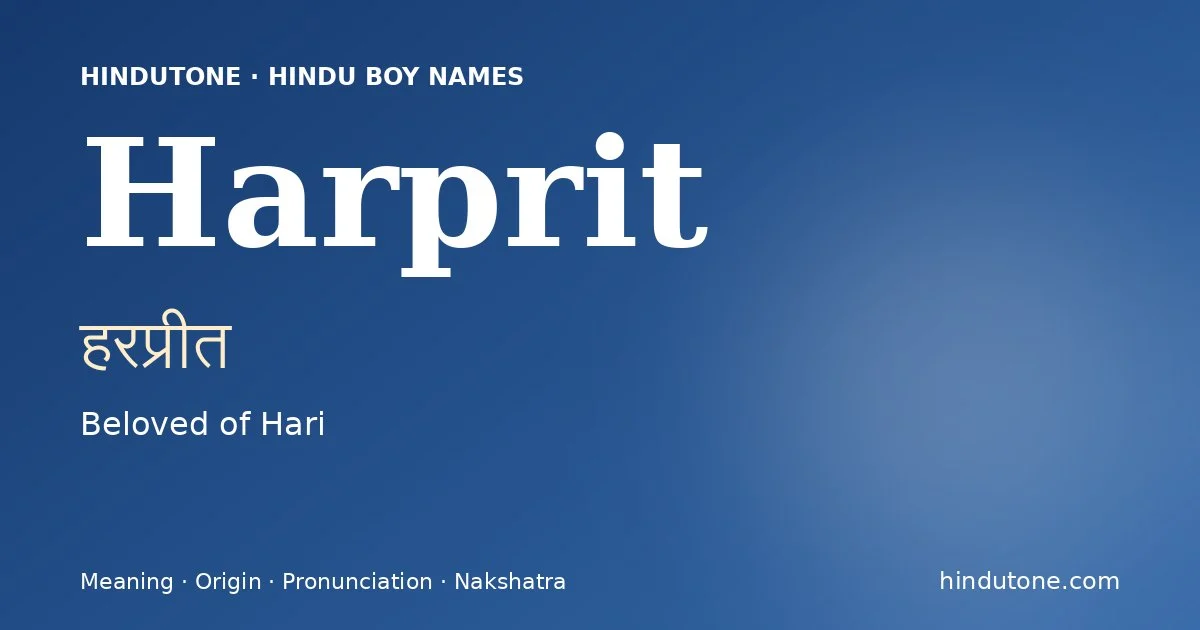 Harprit — Hindu Boy Names with H