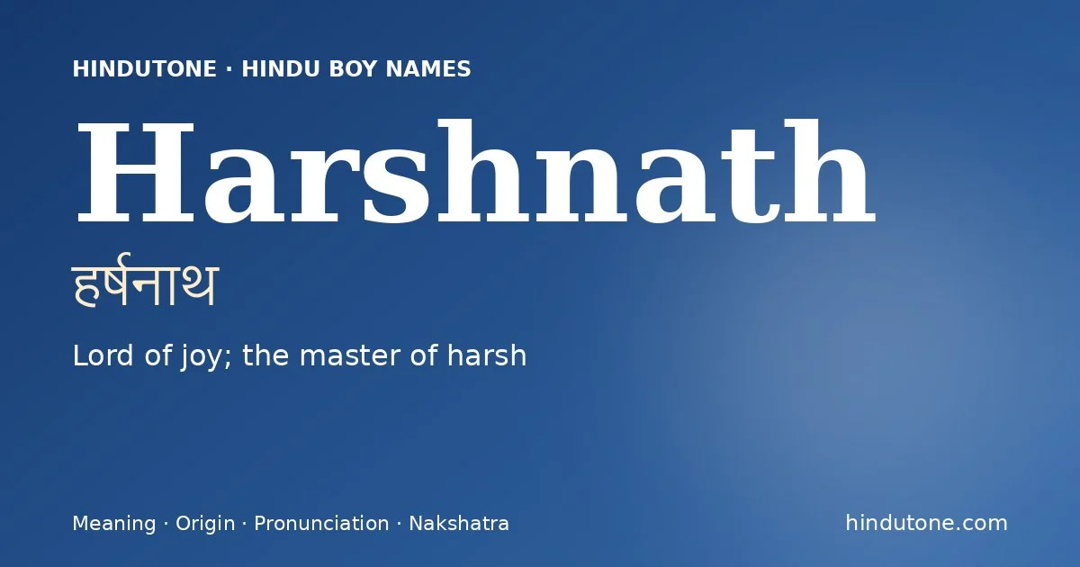 Harshnath — Hindu Boy Names with H