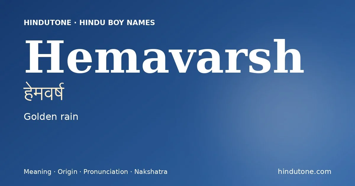 Hemavarsh — Hindu Boy Names with H