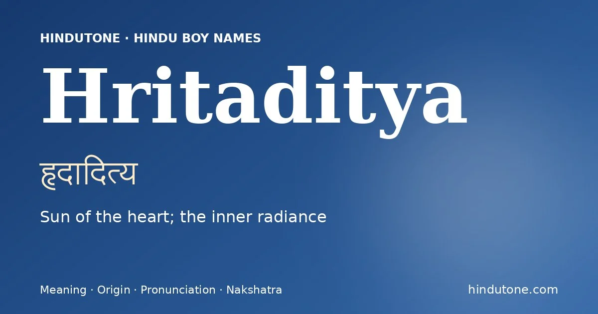 Hritaditya — Hindu Boy Names with H