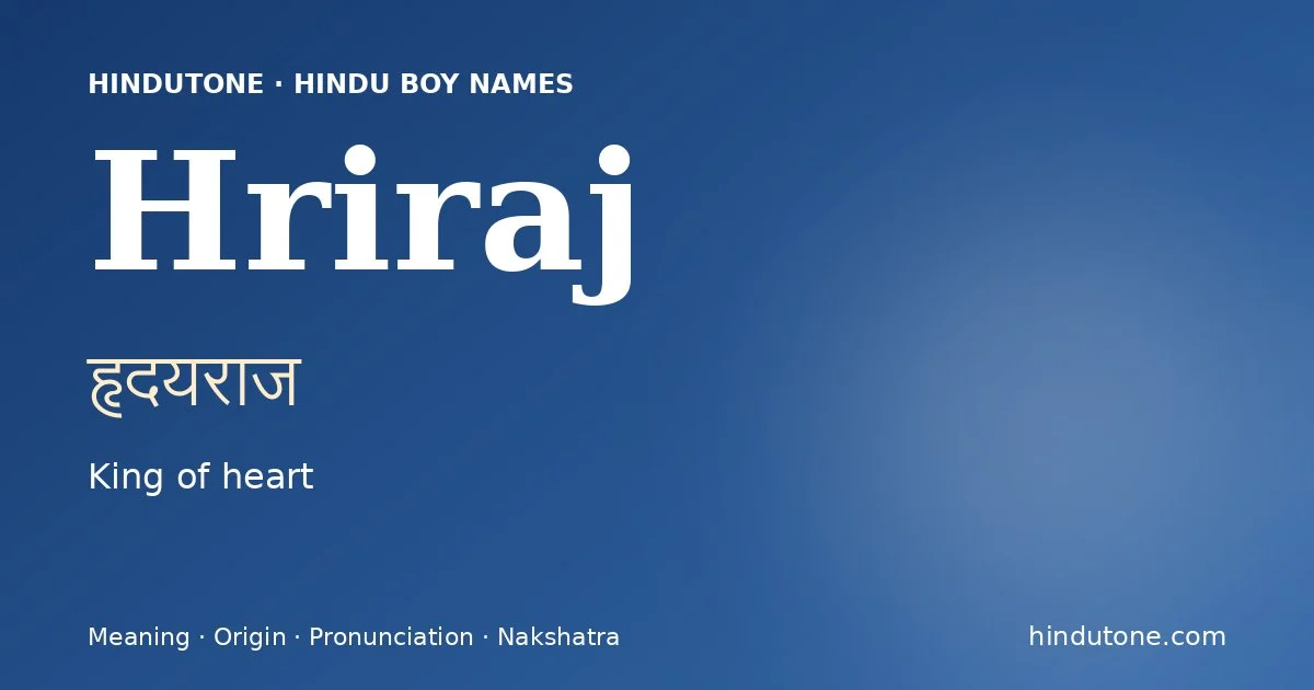 Hriraj — Hindu Boy Names with H
