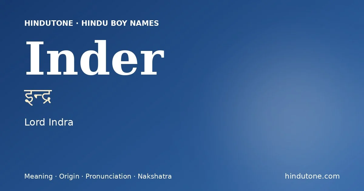 Inder — Hindu Boy Names with I