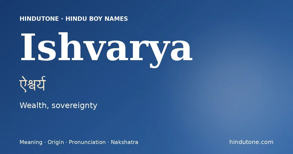 Ishvarya — Hindu Boy Names with I