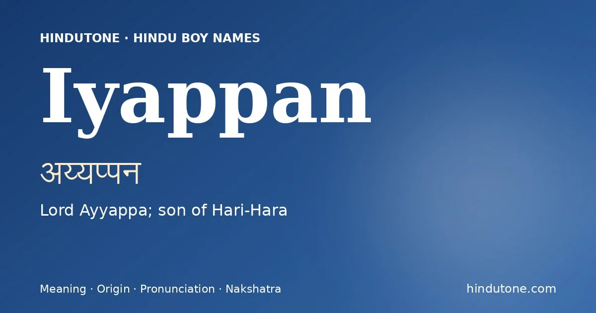 Iyappan — Hindu Boy Names with I