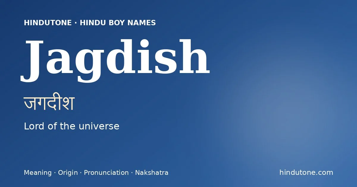 Jagdish — Hindu Boy Names with J
