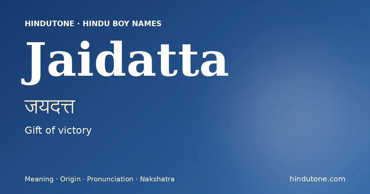 Jaidatta — Hindu Boy Names with J
