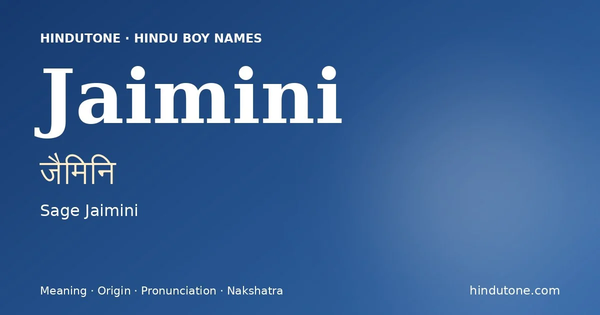 Jaimini — Hindu Boy Names with J