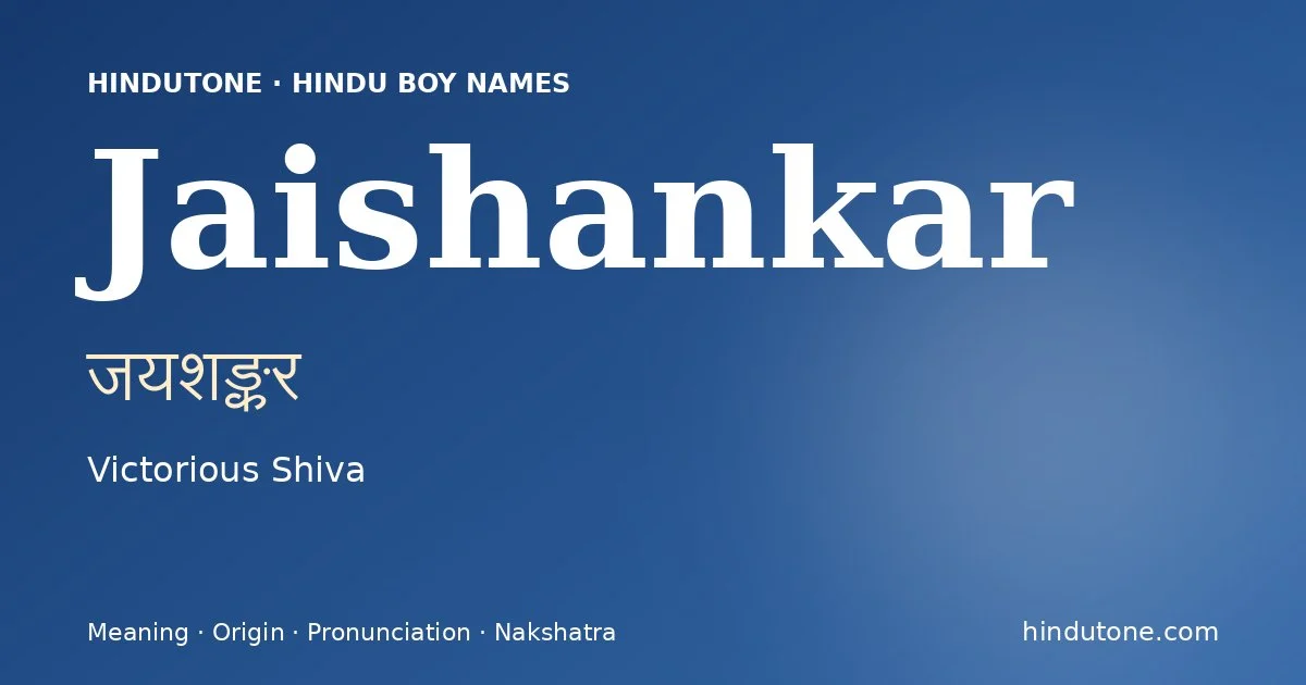 Jaishankar — Hindu Boy Names with J