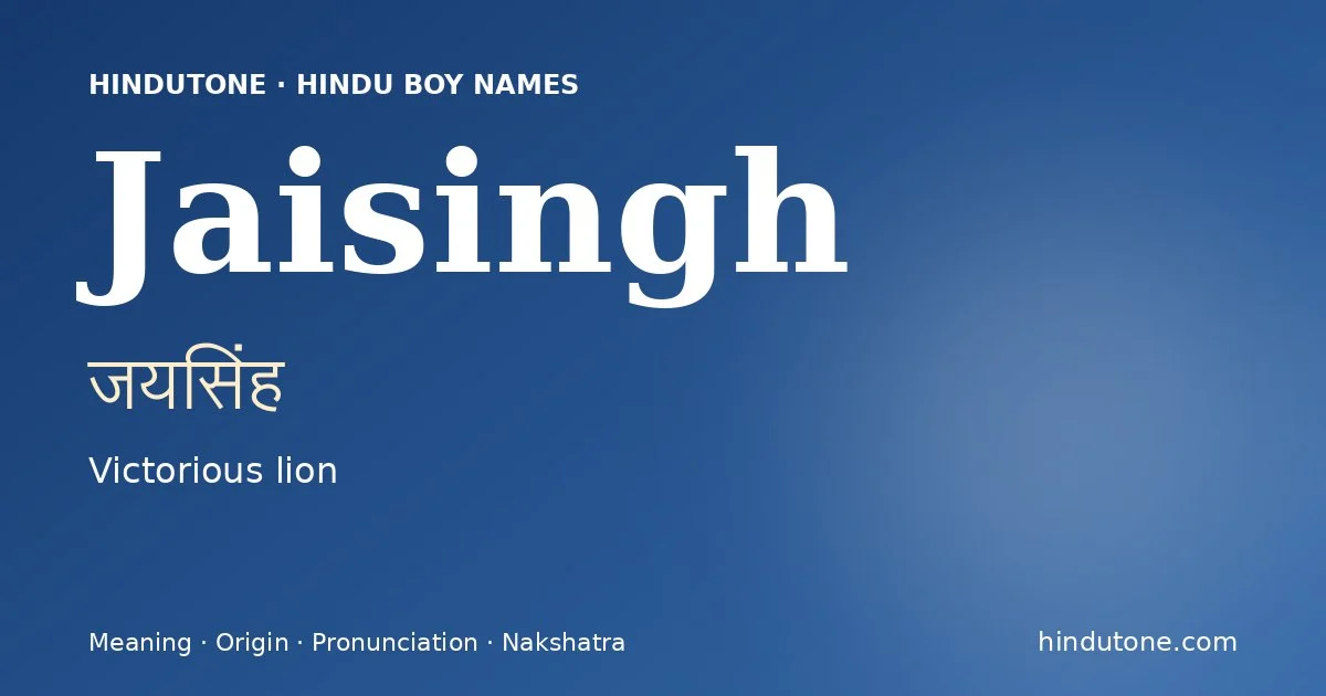 Jaisingh — Hindu Boy Names with J