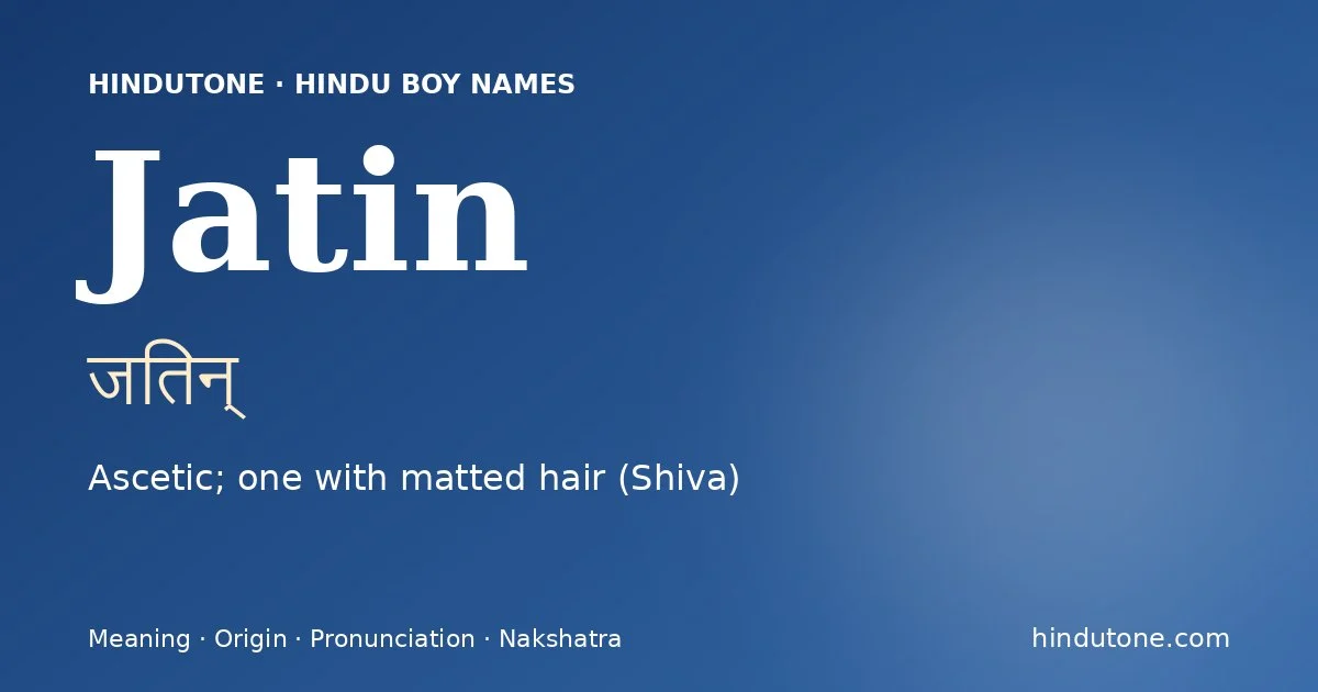Jatin — Hindu Boy Names with J