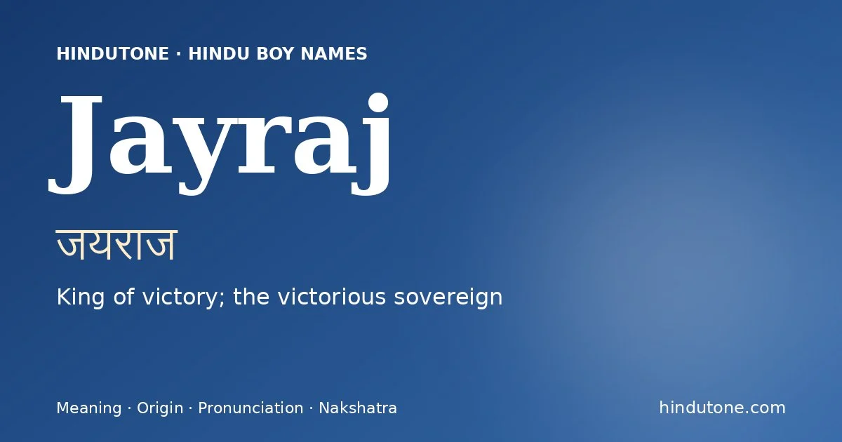 Jayraj — Hindu Boy Names with J