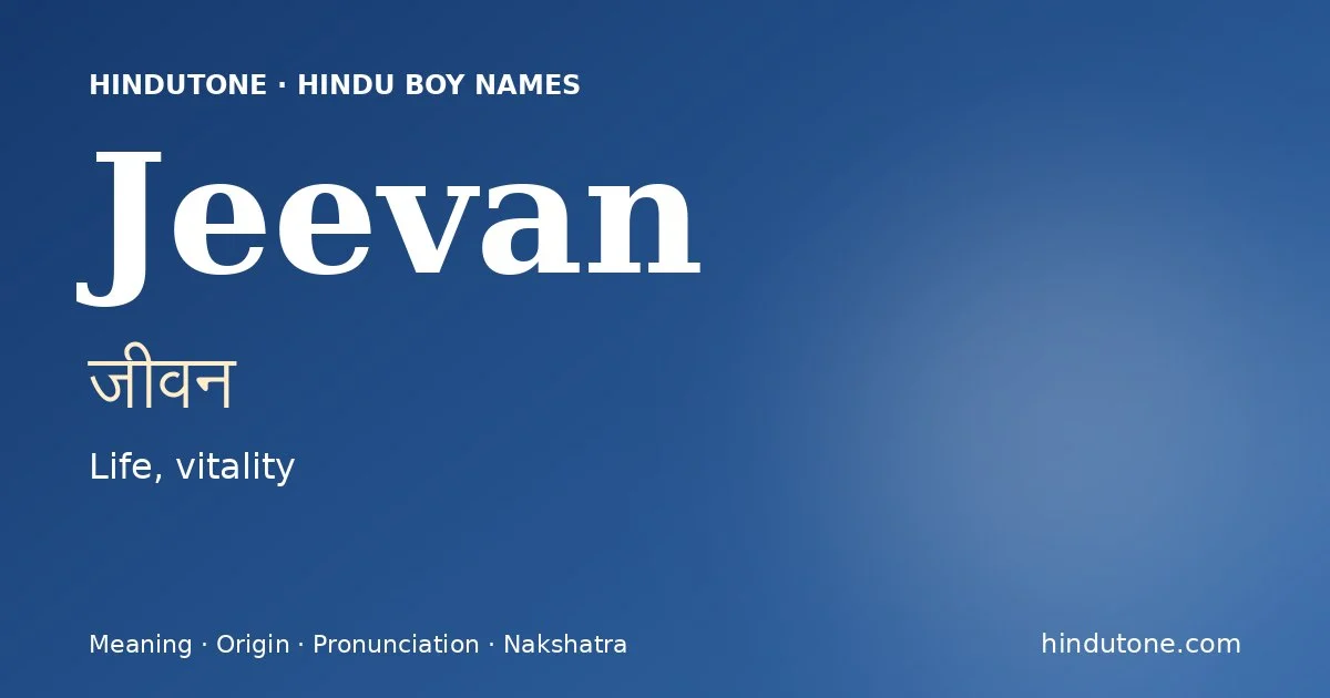 Jeevan — Hindu Boy Names with J