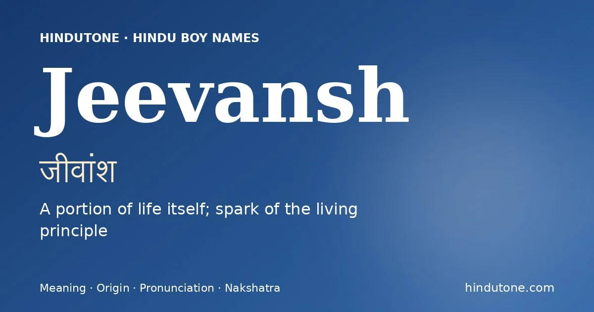 Jeevansh — Hindu Boy Names with J