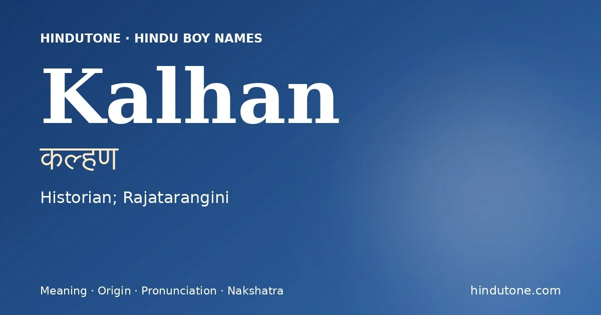 Kalhan — Hindu Boy Names with K