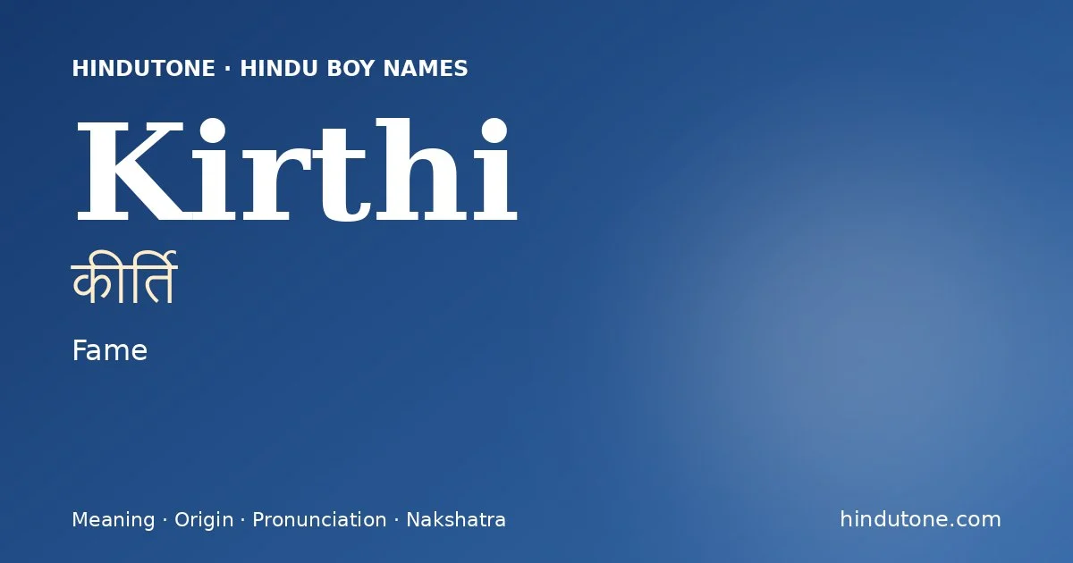 Kirthi — Hindu Boy Names with K