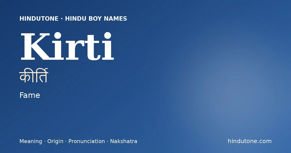 Kirti — Hindu Boy Names with K