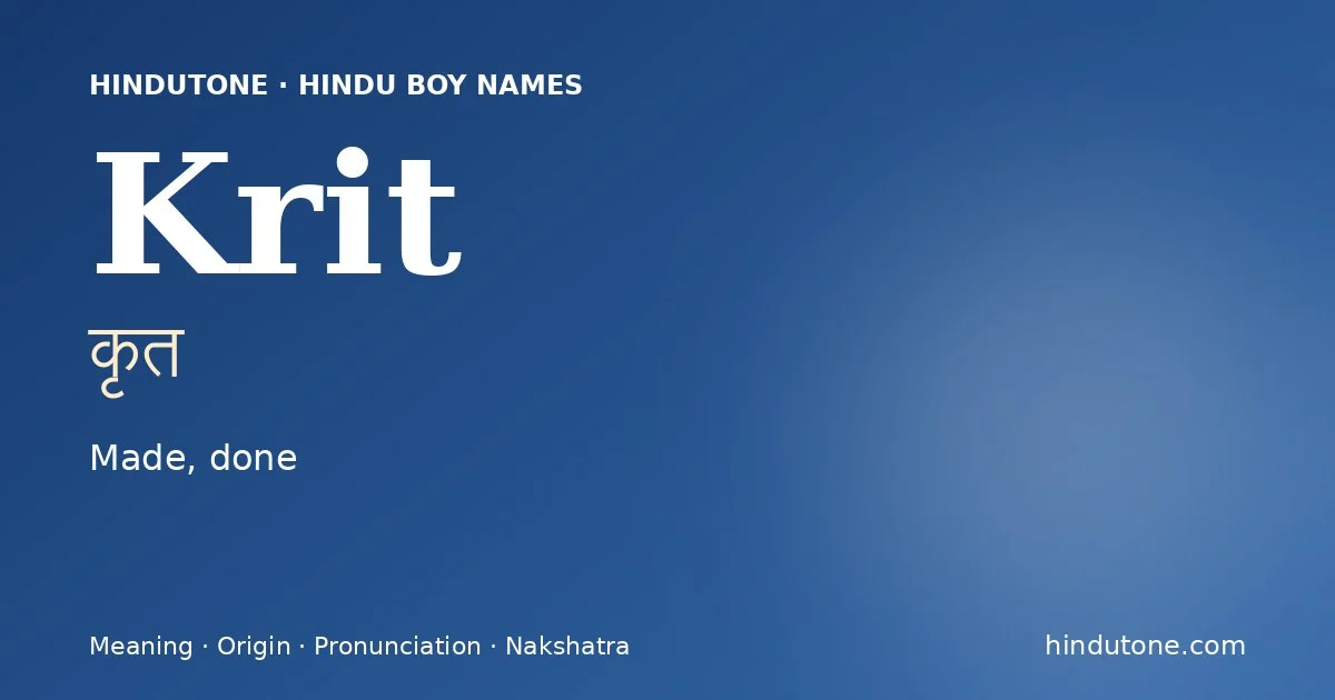 Krit — Hindu Boy Names with K