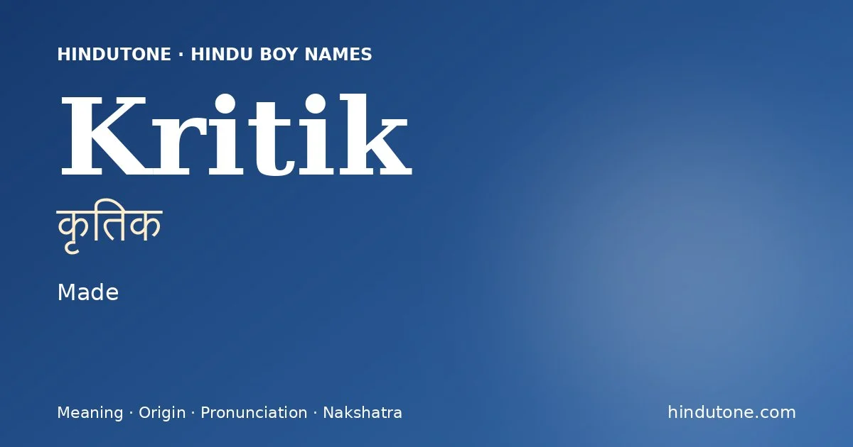 Kritik — Hindu Boy Names with K
