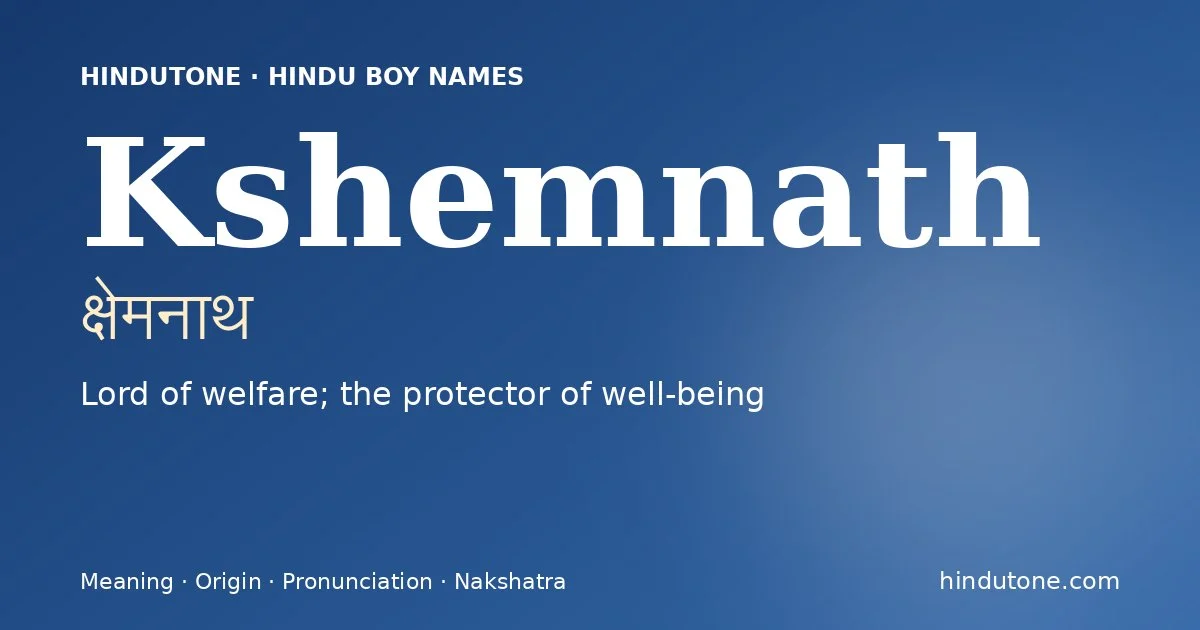 Kshemnath — Hindu Boy Names with K