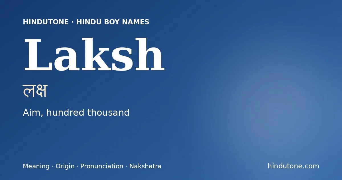 Laksh — Hindu Boy Names with L
