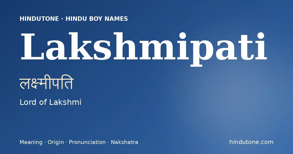 Lakshmipati — Hindu Boy Names with L